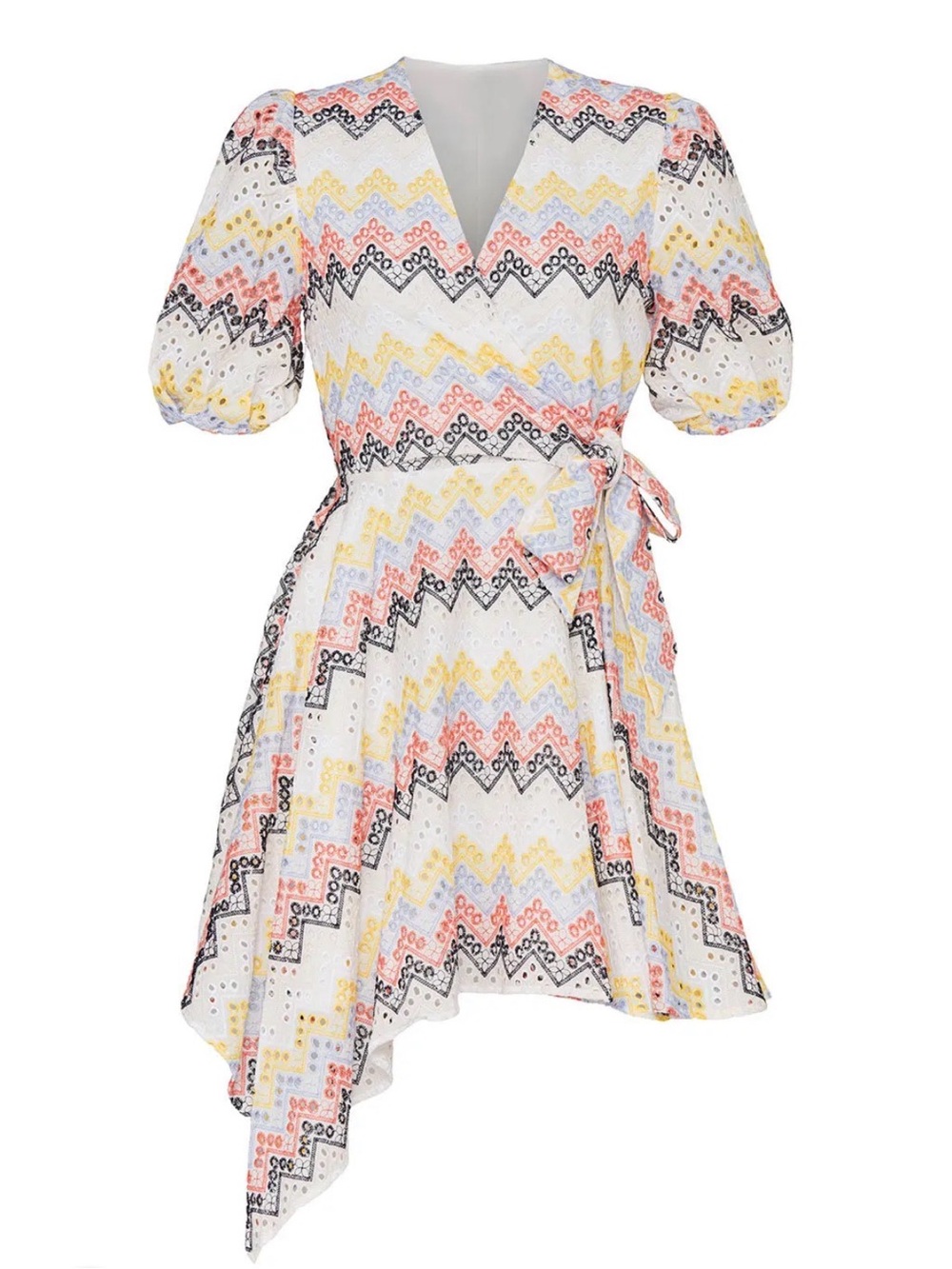 N12H White Multicolor Eyelet Stripe Dress | Medium | RTR | Cotton Summer Dress
